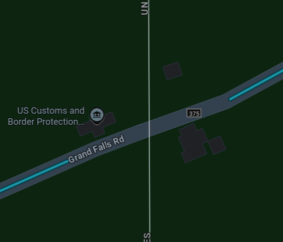 Screenshot of Google Maps at Grand Falls Road with Street View coverage enabled