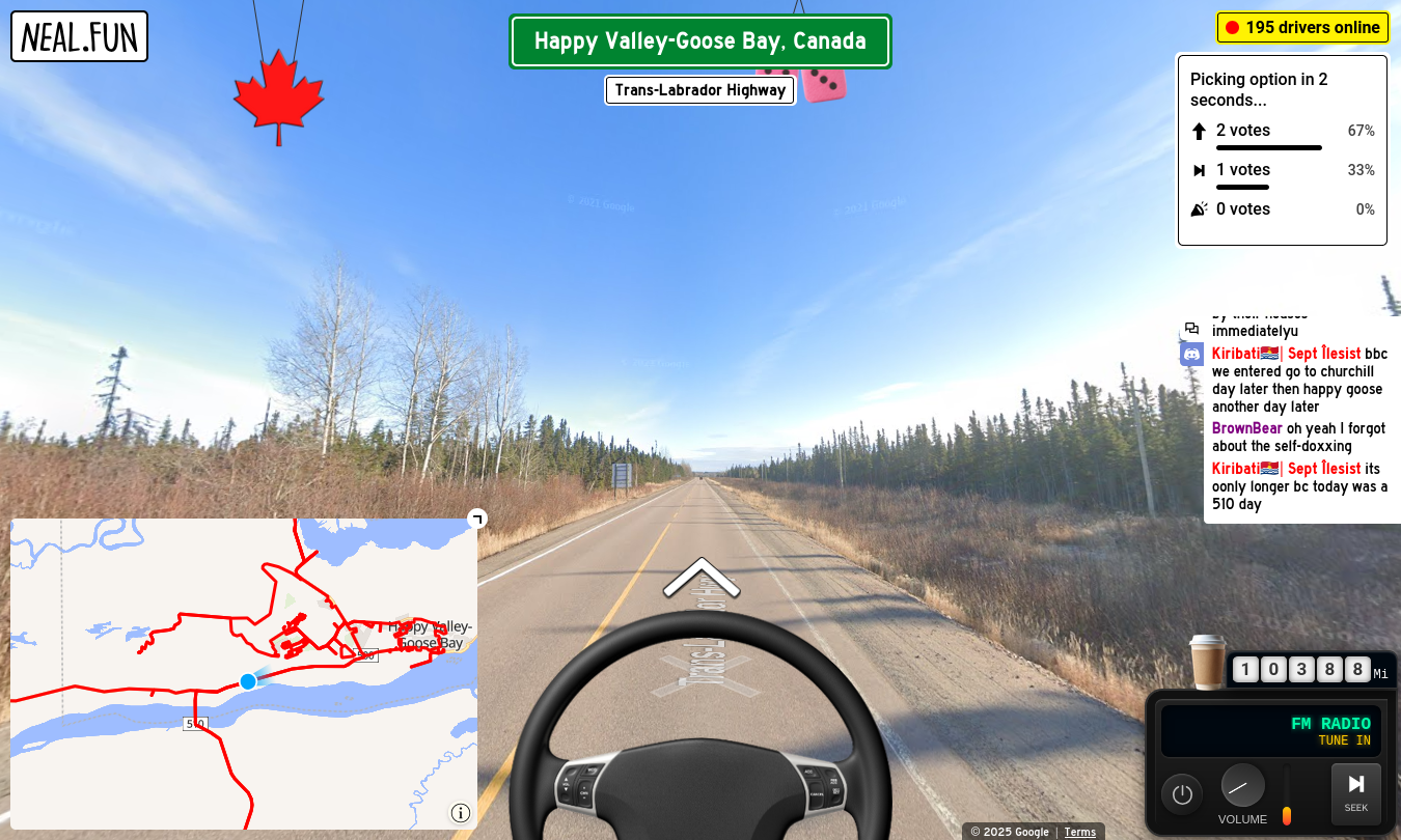 A screenshot of the Internet Roadtrip website